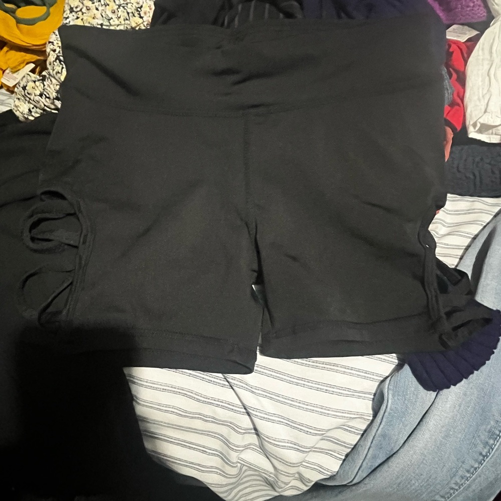Black Women’s Bike Shorts with Side Cutouts